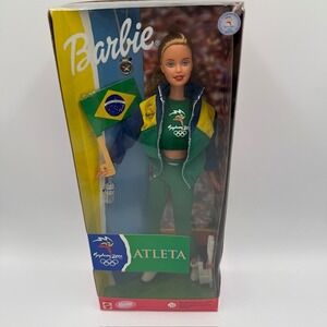 Mattel Barbie Sydney 2000 Olympics Brazil Atleta Doll NIB Portuguese